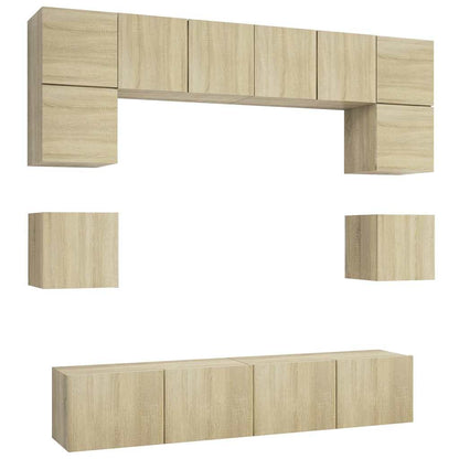 vidaXL 8 Piece TV Cabinet Set Sonoma Oak Engineered Wood 2