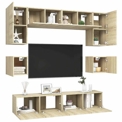 vidaXL 8 Piece TV Cabinet Set Sonoma Oak Engineered Wood 6
