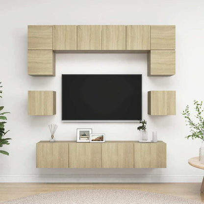 vidaXL 8 Piece TV Cabinet Set Sonoma Oak Engineered Wood 1