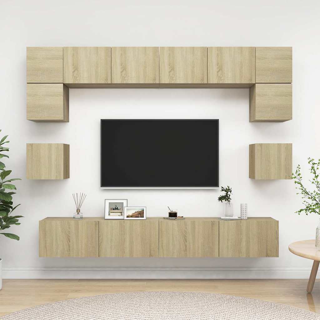 8 Piece TV Cabinet Set Engineered Wood Width 100 cm Sonoma oak
