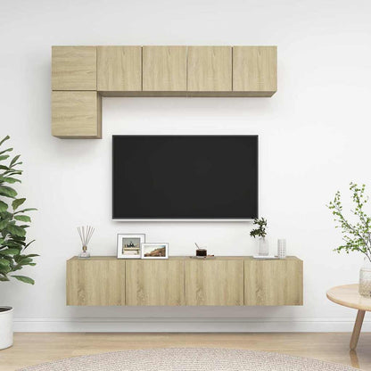 5 Piece TV Cabinet Set Engineered Wood Width 80 cm Sonoma oak