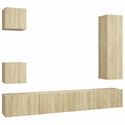 vidaXL TV Cabinet Set | Set of 5 | Sonoma oak | Engineered wood | Medium 2