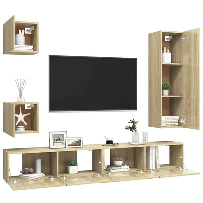 vidaXL TV Cabinet Set | Set of 5 | Sonoma oak | Engineered wood | Medium 3