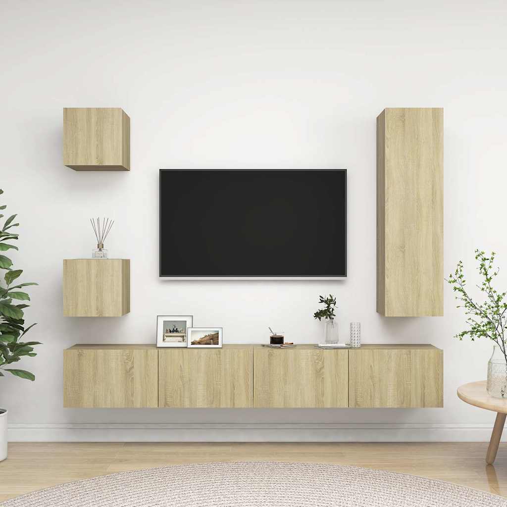 vidaXL TV Cabinet Set | Set of 5 | Sonoma oak | Engineered wood | Medium 1