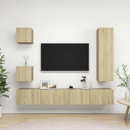 vidaXL TV Cabinet Set | Set of 5 | Sonoma oak | Engineered wood | Medium 1