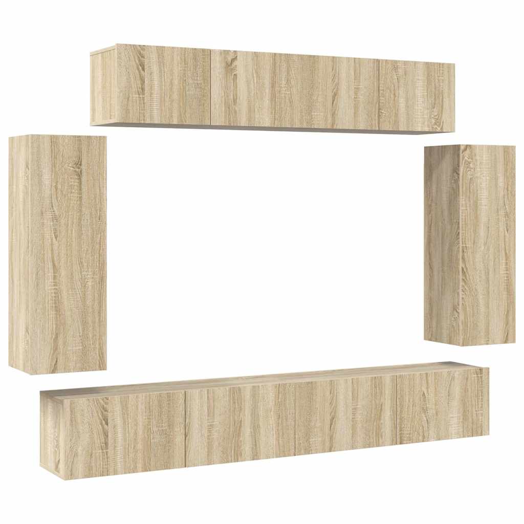 vidaXL 6 Piece TV Cabinet Set Sonoma Oak Engineered Wood 2