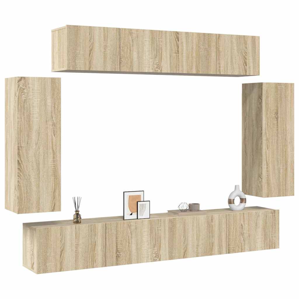 vidaXL 6 Piece TV Cabinet Set Sonoma Oak Engineered Wood 3