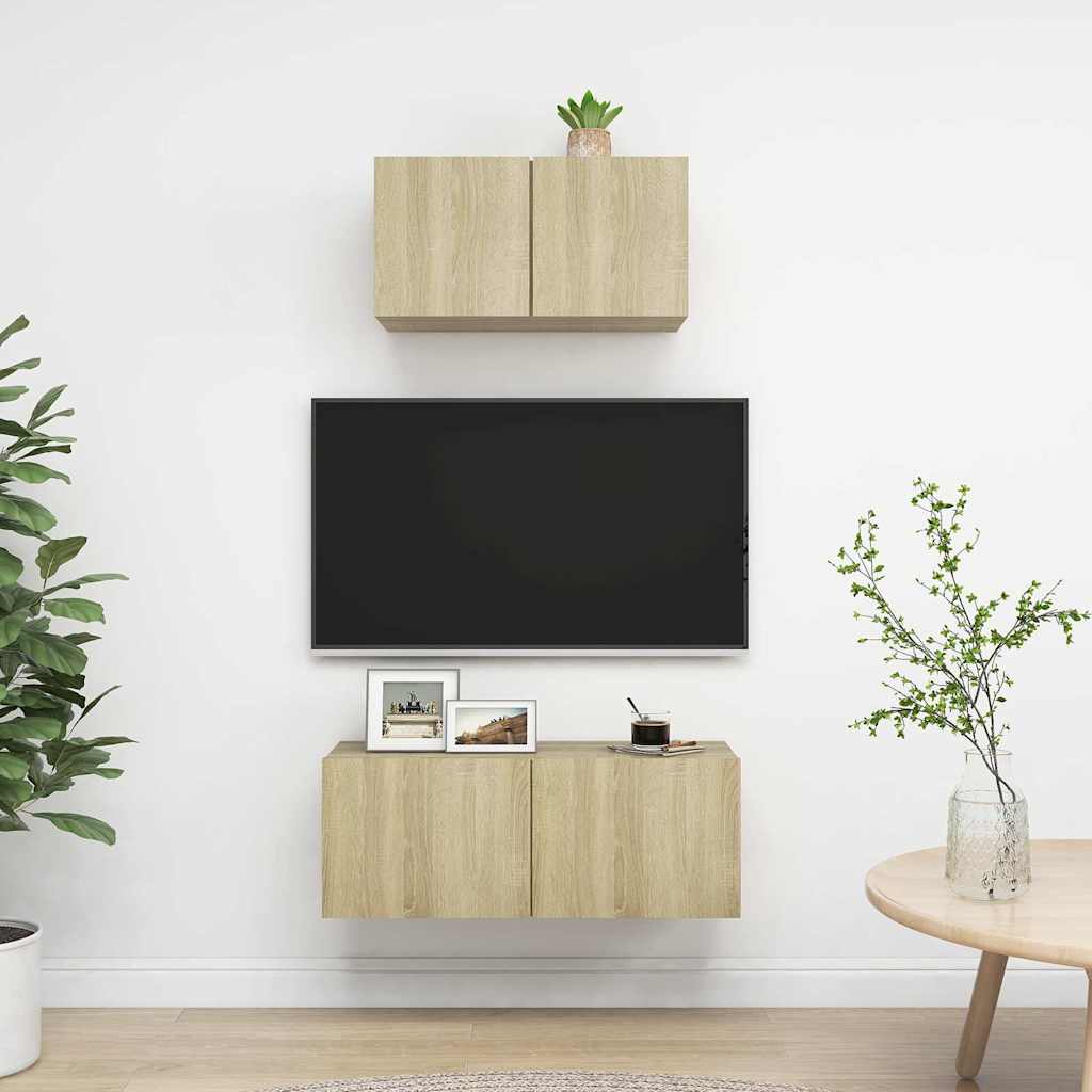 2 Piece TV Cabinet Set Engineered Wood Width 60/80 cm Sonoma oak