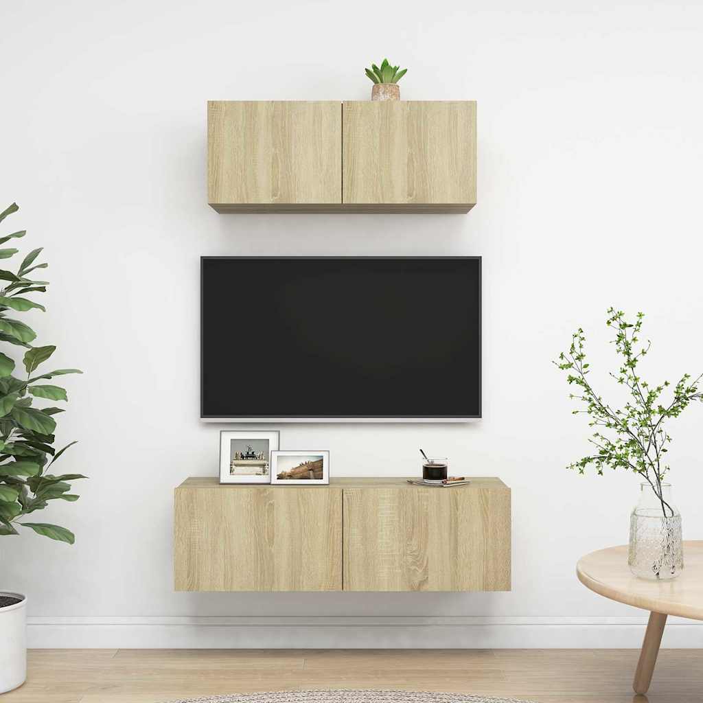 2 Piece TV Cabinet Set Engineered Wood Width 80/100 cm Sonoma oak