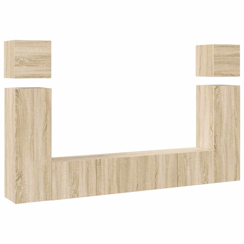 vidaXL 8 Piece TV Cabinet Set Sonoma Oak Engineered Wood 2