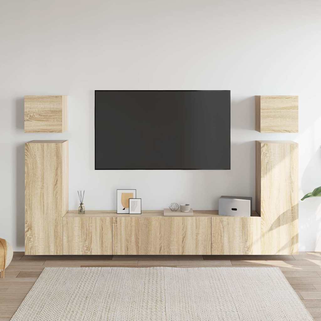 vidaXL 8 Piece TV Cabinet Set Sonoma Oak Engineered Wood 1