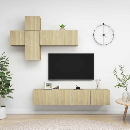 vidaXL 7 Piece TV Cabinet Set Engineered Wood Width 80 cm