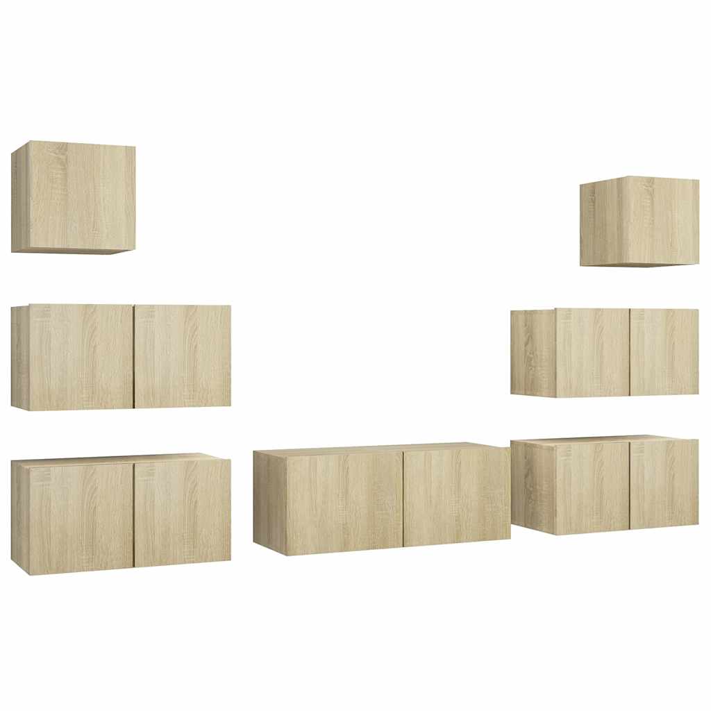 vidaXL 7 Piece TV Cabinet Set Sonoma Oak Engineered Wood 2