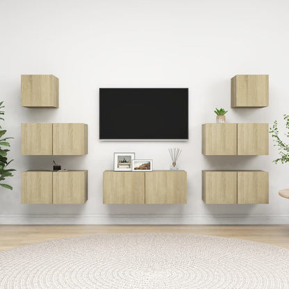 vidaXL 7 Piece TV Cabinet Set Sonoma Oak Engineered Wood 1