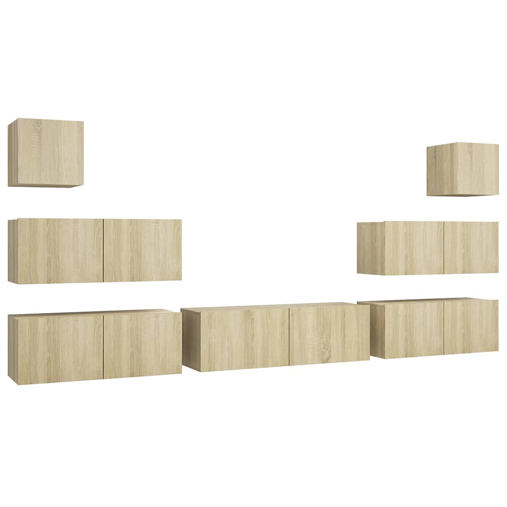 vidaXL 7 Piece TV Cabinet Set Sonoma Oak Engineered Wood 2