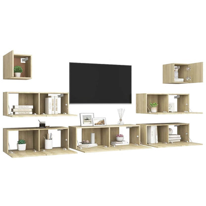 vidaXL 7 Piece TV Cabinet Set Sonoma Oak Engineered Wood 3