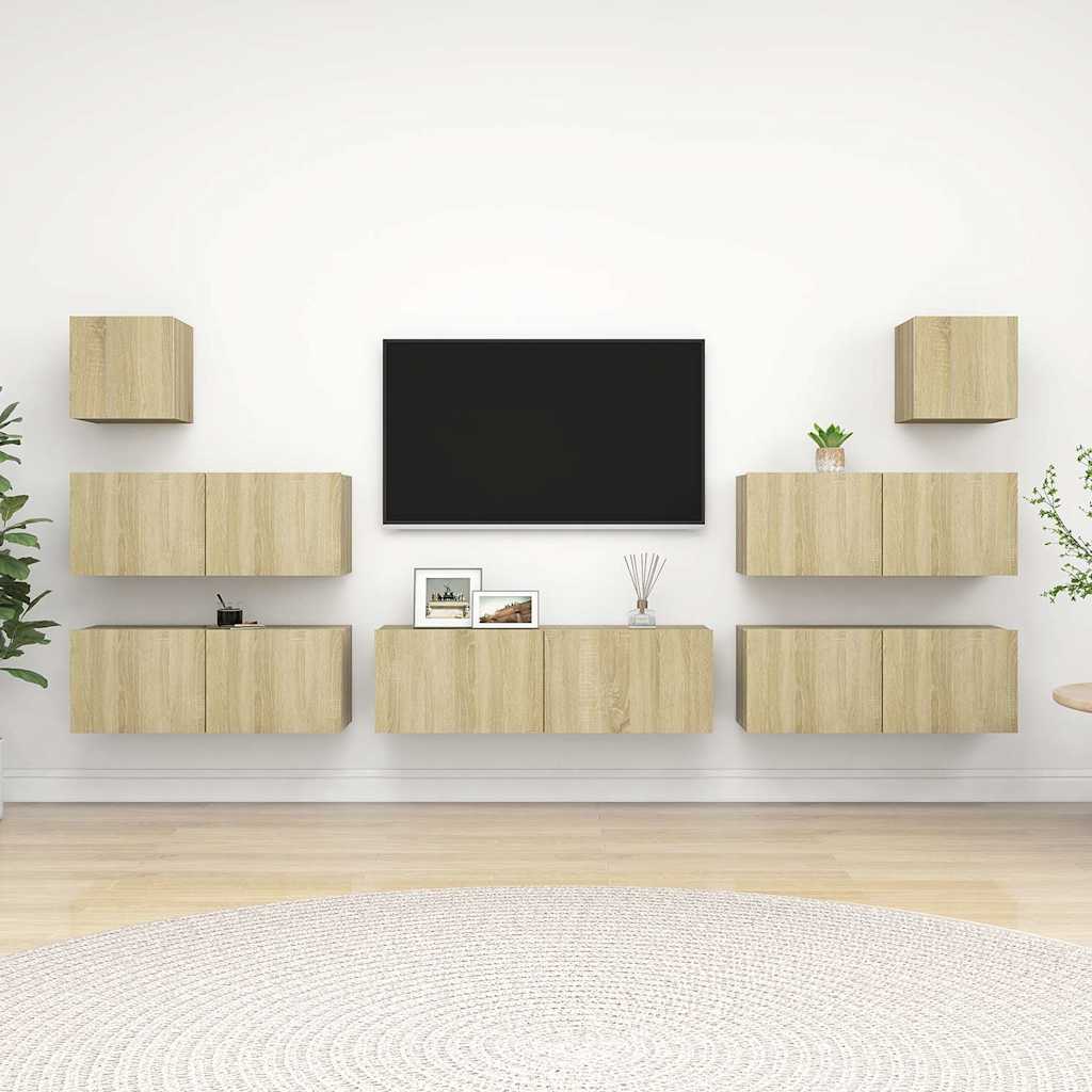 vidaXL 7 Piece TV Cabinet Set Sonoma Oak Engineered Wood 1