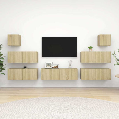 vidaXL 7 Piece TV Cabinet Set Sonoma Oak Engineered Wood 1