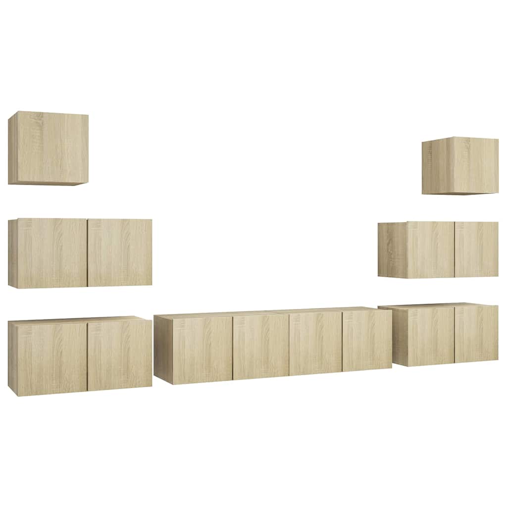 vidaXL 8 Piece TV Cabinet Set Sonoma Oak Engineered Wood 2
