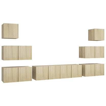 vidaXL 8 Piece TV Cabinet Set Sonoma Oak Engineered Wood 2
