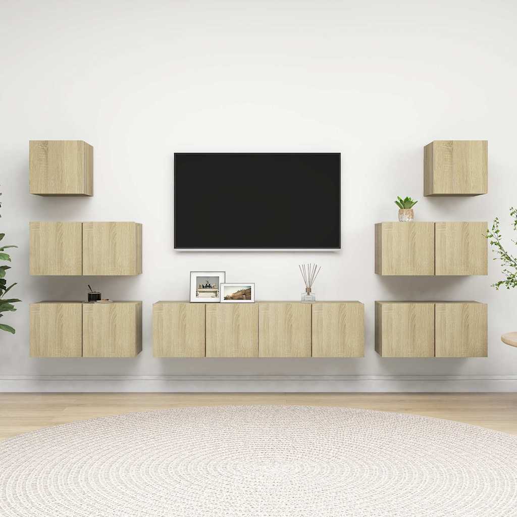 vidaXL 8 Piece TV Cabinet Set Sonoma Oak Engineered Wood 1