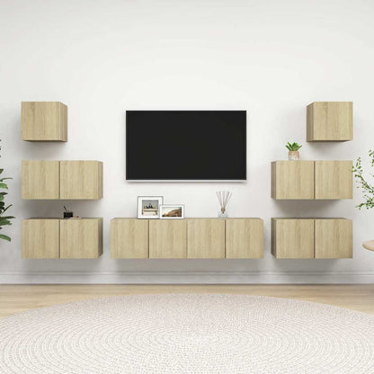 vidaXL 8 Piece TV Cabinet Set Sonoma Oak Engineered Wood 1