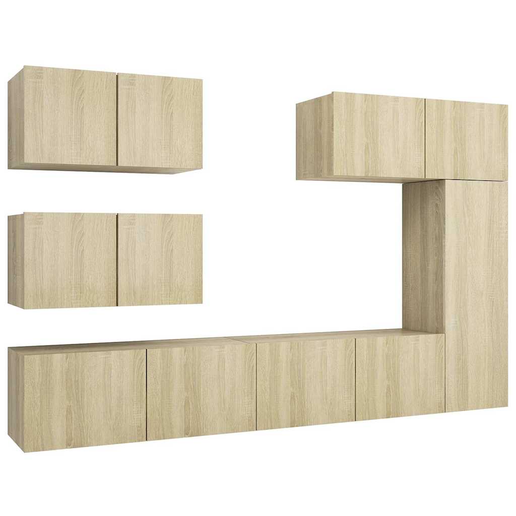 vidaXL 6 Piece TV Cabinet Set Sonoma Oak Engineered Wood 2