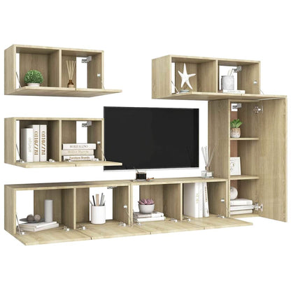 vidaXL 6 Piece TV Cabinet Set Sonoma Oak Engineered Wood 3