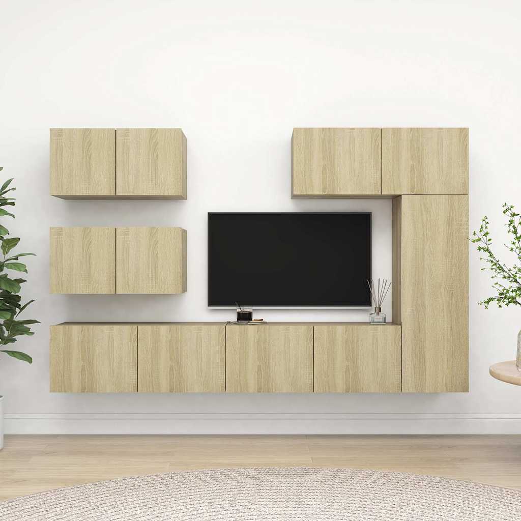 vidaXL 6 Piece TV Cabinet Set Sonoma Oak Engineered Wood 1