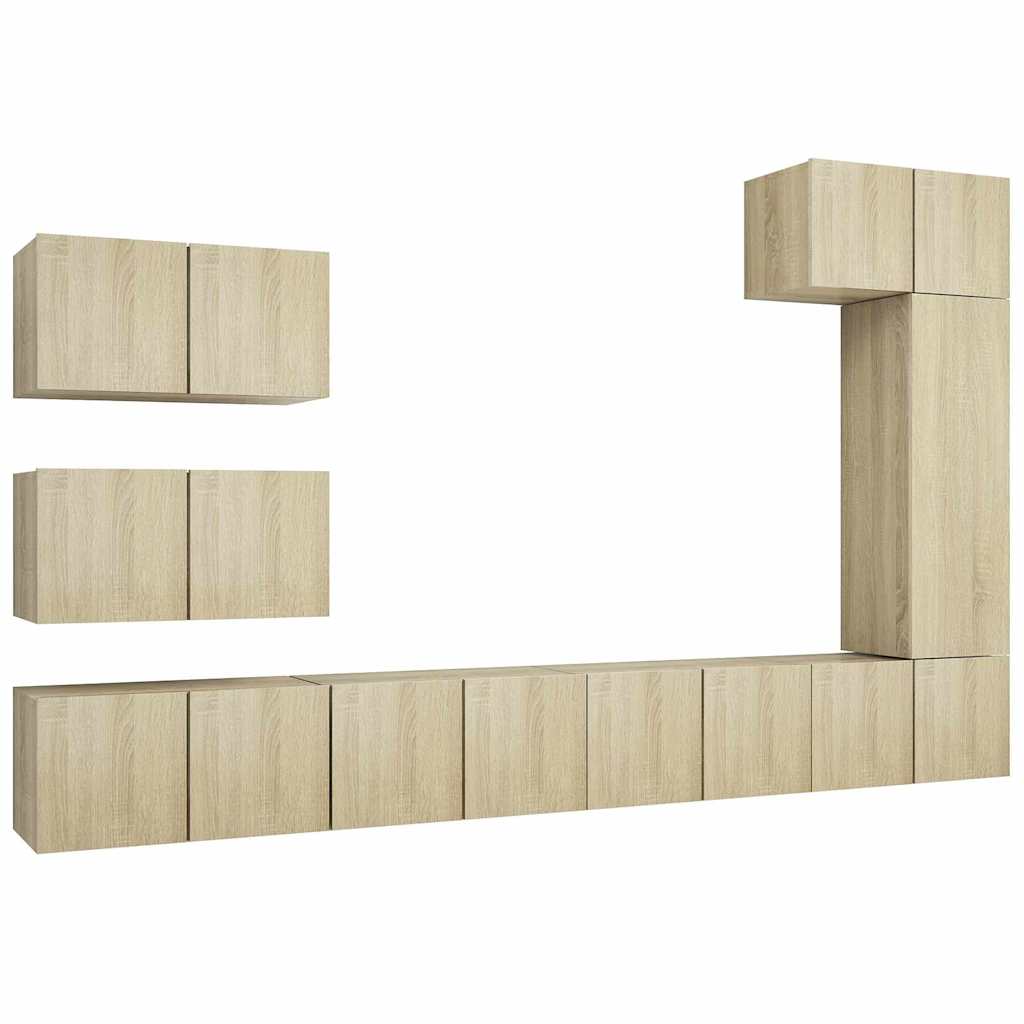 vidaXL 8 Piece TV Cabinet Set Sonoma Oak Engineered Wood 2