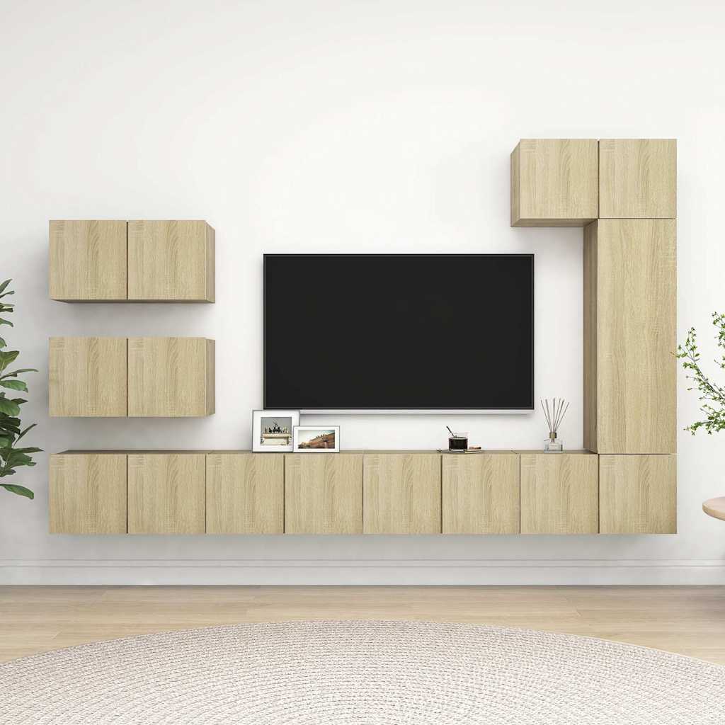vidaXL 8 Piece TV Cabinet Set Sonoma Oak Engineered Wood 1