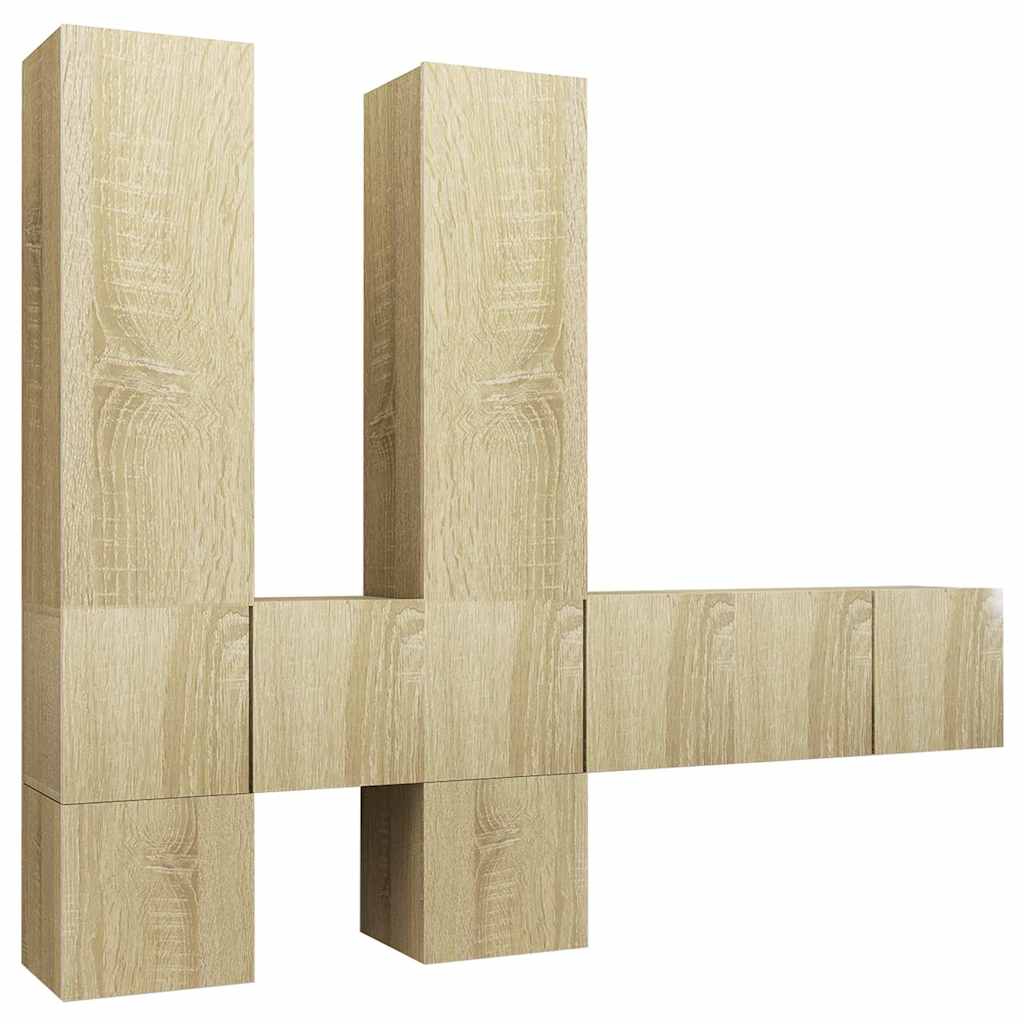 vidaXL 7 Piece TV Cabinet Set Sonoma Oak Engineered Wood 2