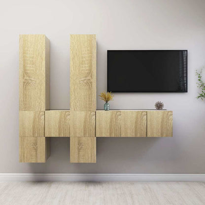 vidaXL 7 Piece TV Cabinet Set Sonoma Oak Engineered Wood 1