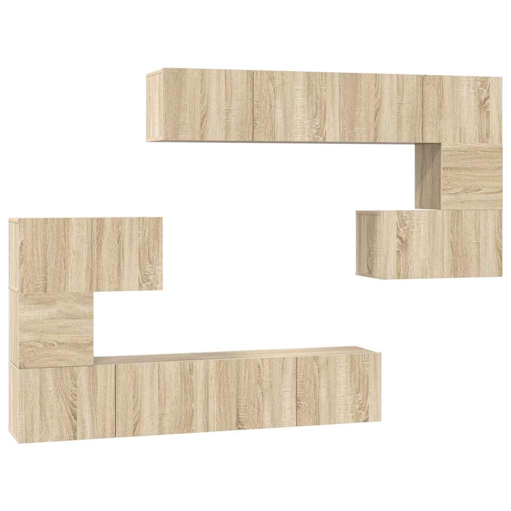 vidaXL 8 Piece TV Cabinet Set Sonoma Oak Engineered Wood 2
