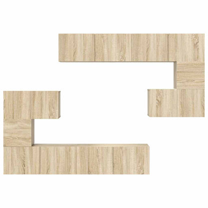 vidaXL 8 Piece TV Cabinet Set Sonoma Oak Engineered Wood 6
