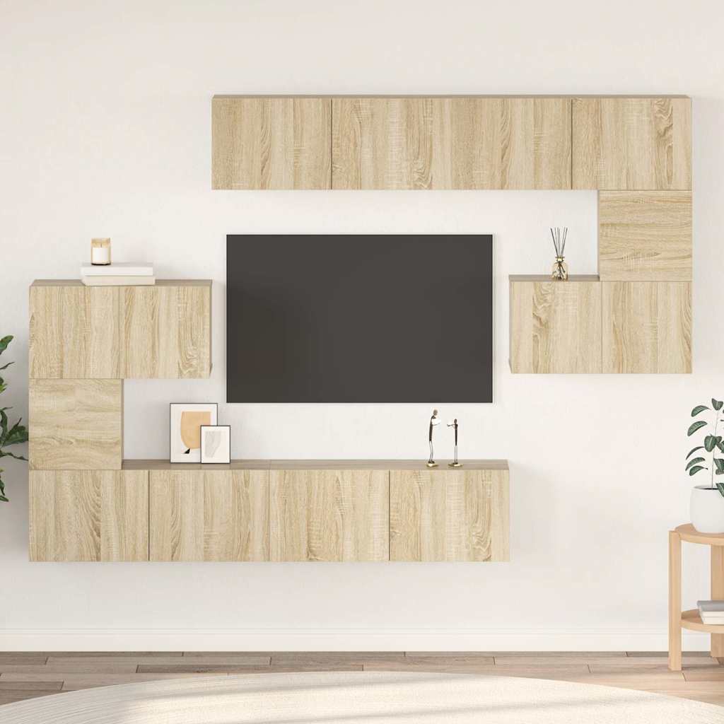 vidaXL 8 Piece TV Cabinet Set Sonoma Oak Engineered Wood 1