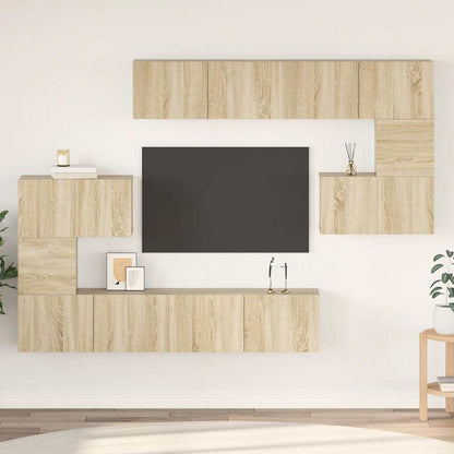vidaXL 8 Piece TV Cabinet Set Sonoma Oak Engineered Wood 1