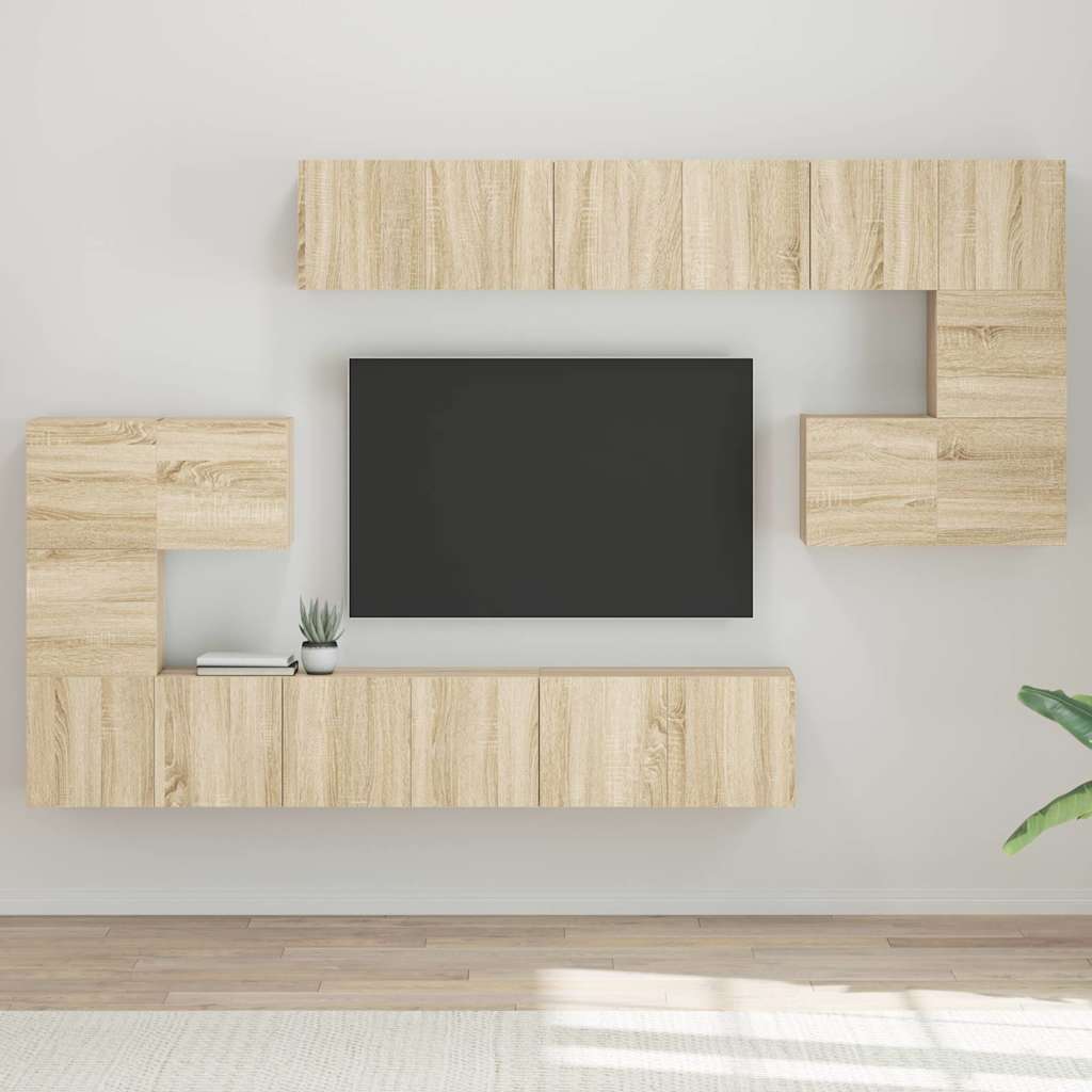 vidaXL 10 Piece TV Cabinet Set Sonoma Oak Engineered Wood 1