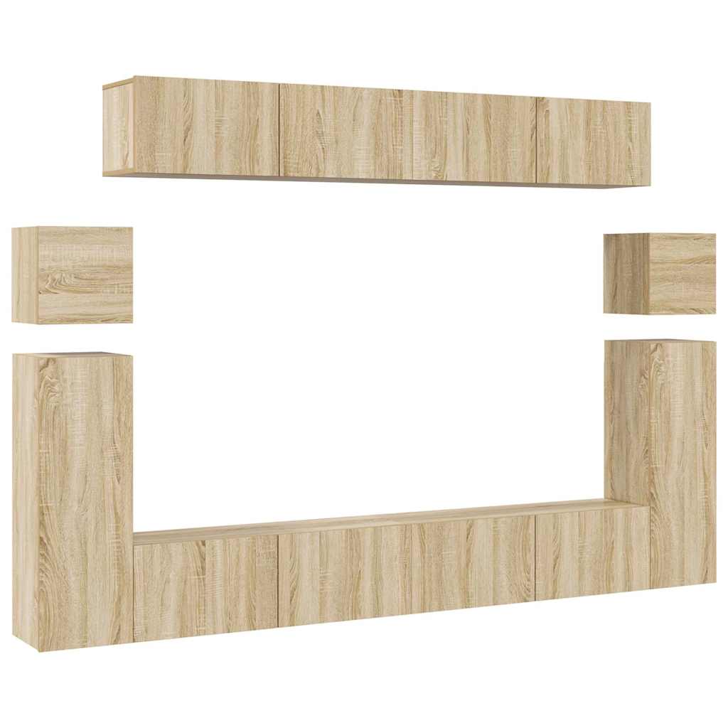 vidaXL 8 Piece TV Cabinet Set Sonoma Oak Engineered Wood 2