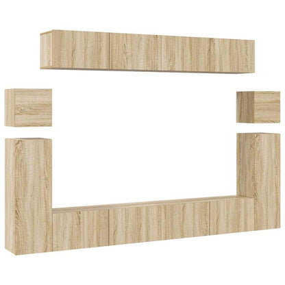 vidaXL 8 Piece TV Cabinet Set Sonoma Oak Engineered Wood 2