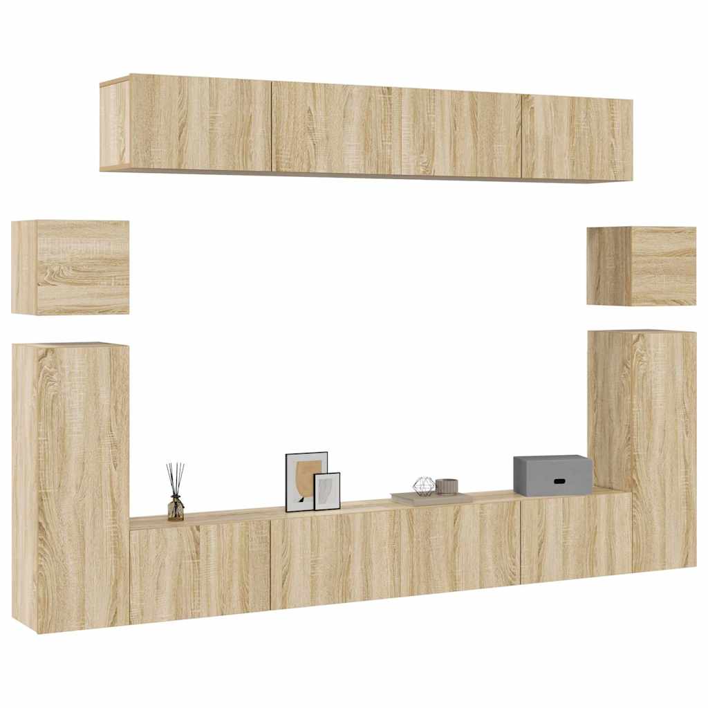 vidaXL 8 Piece TV Cabinet Set Sonoma Oak Engineered Wood 3