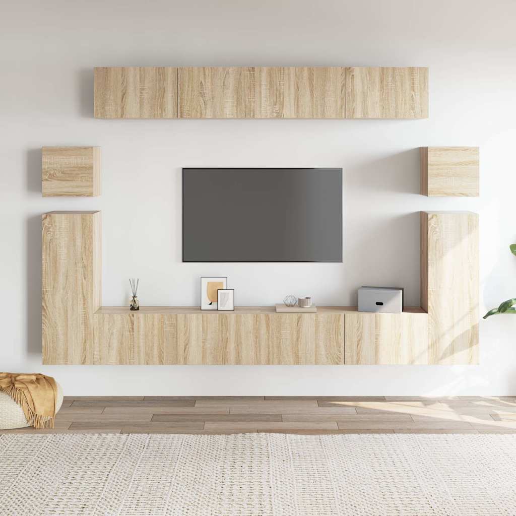 vidaXL 8 Piece TV Cabinet Set Sonoma Oak Engineered Wood 1