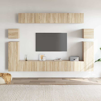 vidaXL 8 Piece TV Cabinet Set Sonoma Oak Engineered Wood 1