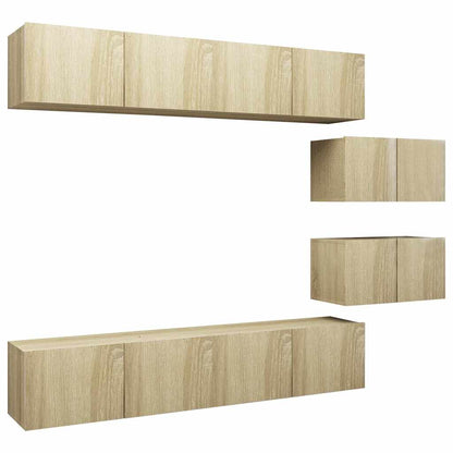 TV Cabinet Set Engineered Wood 6 Width 80 cm Sonoma oak