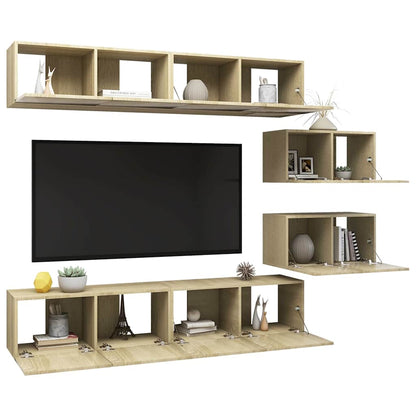 vidaXL 6 Piece TV Cabinet Set Sonoma Oak Engineered Wood 3
