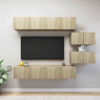 vidaXL 6 Piece TV Cabinet Set Sonoma Oak Engineered Wood 1