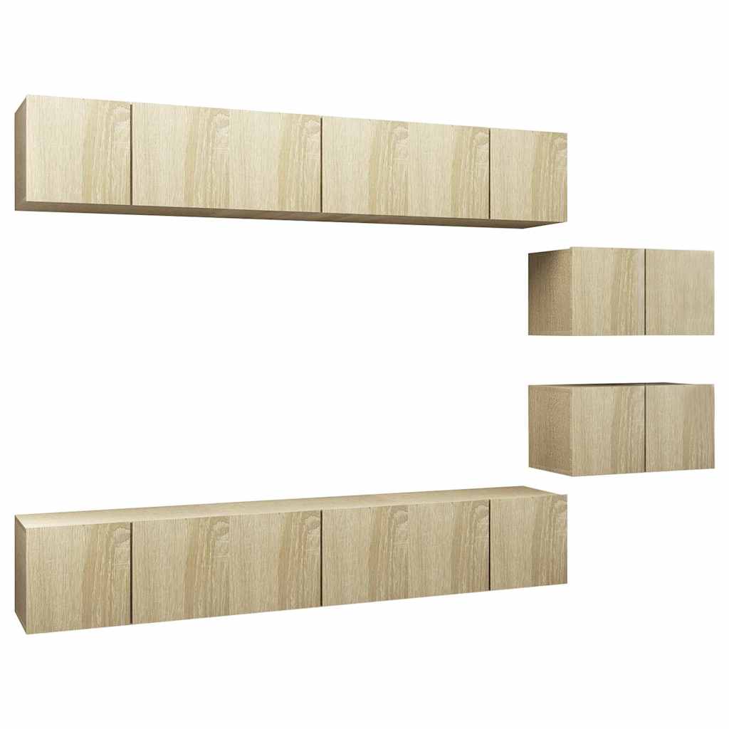vidaXL 8 Piece Wall-mounted TV Cabinet Set Sonoma Oak Engineered Wood 2
