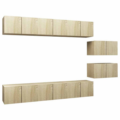 vidaXL 8 Piece Wall-mounted TV Cabinet Set Sonoma Oak Engineered Wood 2