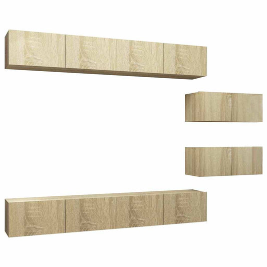 vidaXL TV Cabinet Set |  Set of 6 | Sonoma Oak | Engineered Wood 2