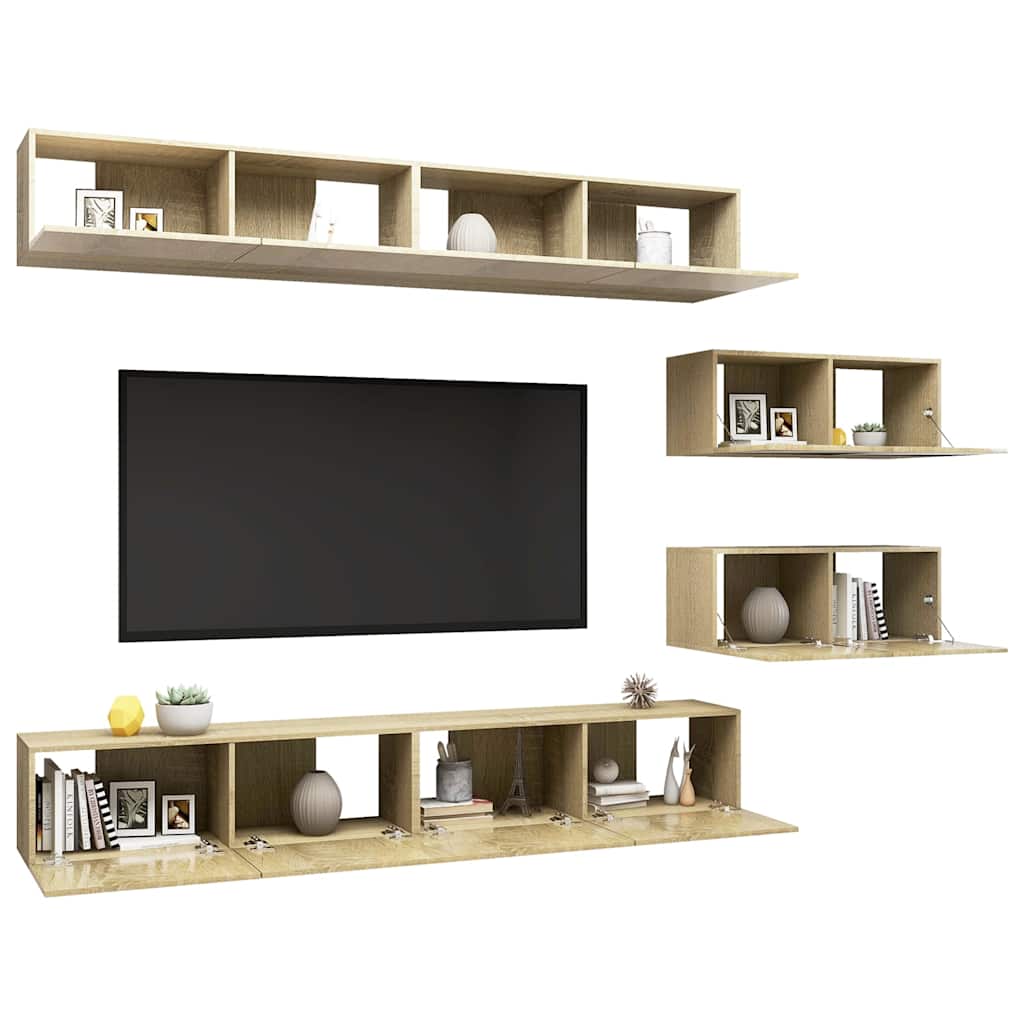 vidaXL TV Cabinet Set |  Set of 6 | Sonoma Oak | Engineered Wood 3